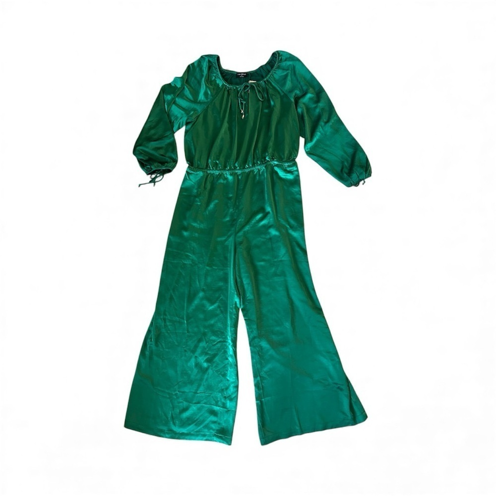 Lane Bryant emerald green holiday wide leg jumpsuit womens size 20 new with tags - Picture 2 of 11